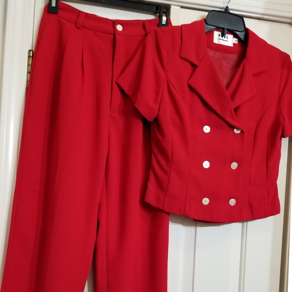 Vintage red 2 piece pant set - Picture 2 of 6